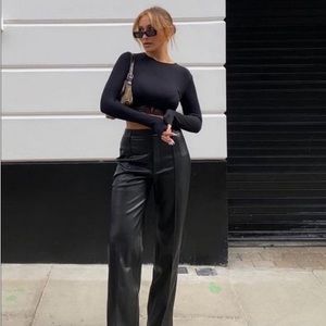Blogger’s fave Zara Francoise black faux leather pants NWOT
